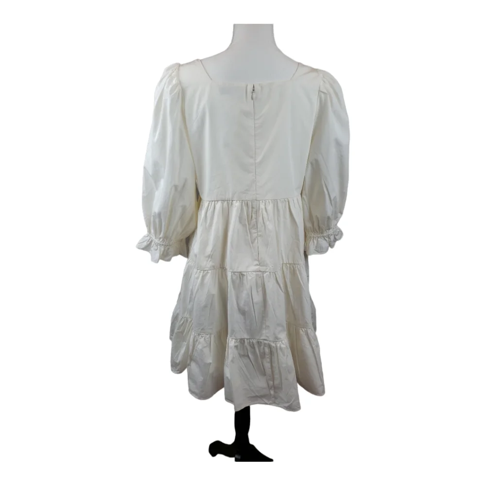 Madewell NWT Poplin Lizzie Babydoll Dress 12 Puffed Sleeves-Tiered Lighthouse - Picture 5 of 15